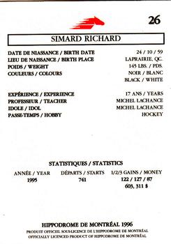 1996 Hippodrome de Montreal #26 Richard Simard Back